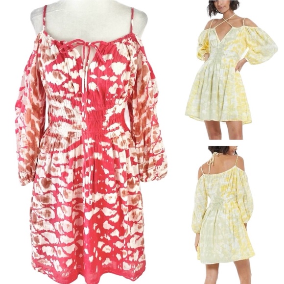 New Young Fabulous & Broke Off The Shoulder Strappy Tie Dye Dress Size Small - Picture 1 of 16